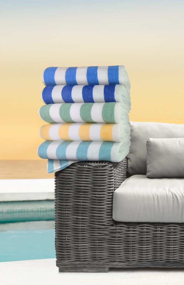 Oxford Blend Pool Towel Royal Blue Stripe